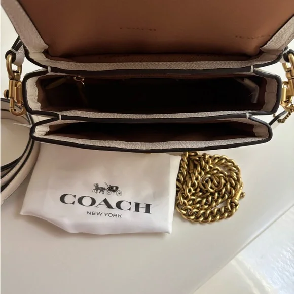 Coach Cassie Crossbody Bag Chalk Pebbled Leather Brass hardware - Picture 7 of 11